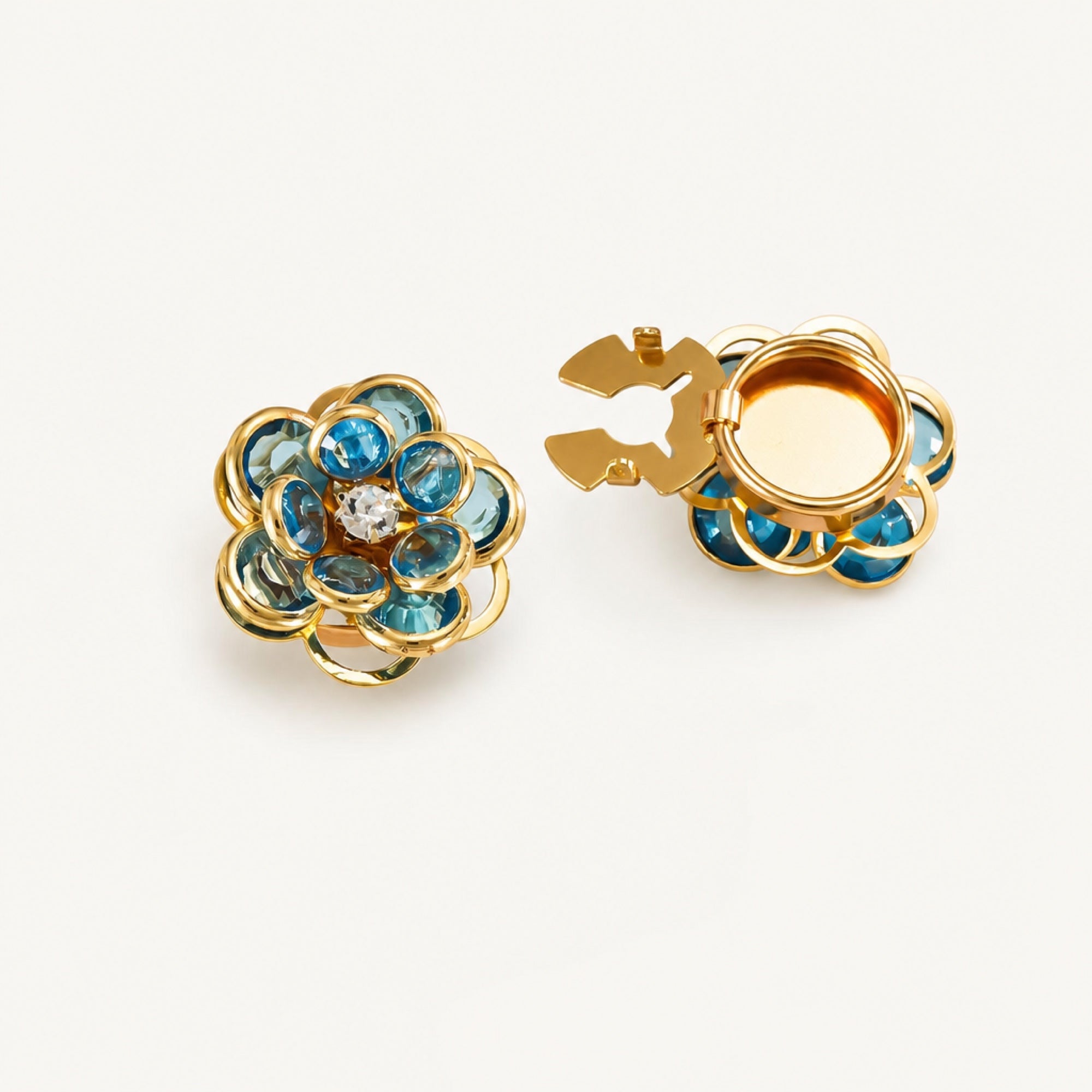Loop Petal Button Covers in Aqua Blue, studio product view 2