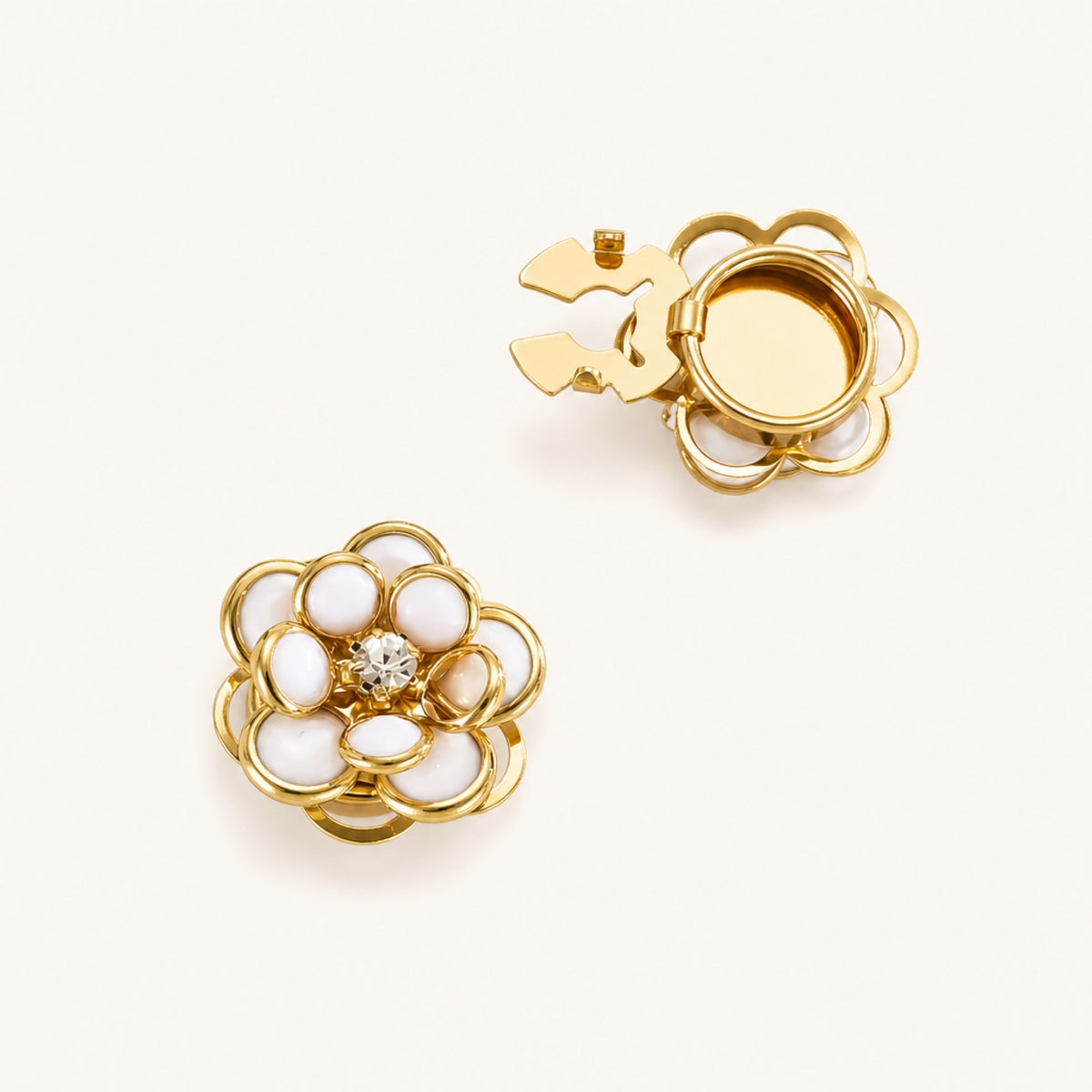 Loop Petal Button Covers in Pearl White, studio product view 2