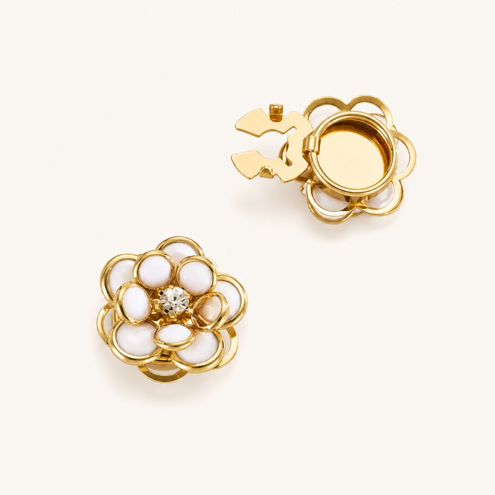 Loop Petal Button Covers in Pearl White, studio product view 2