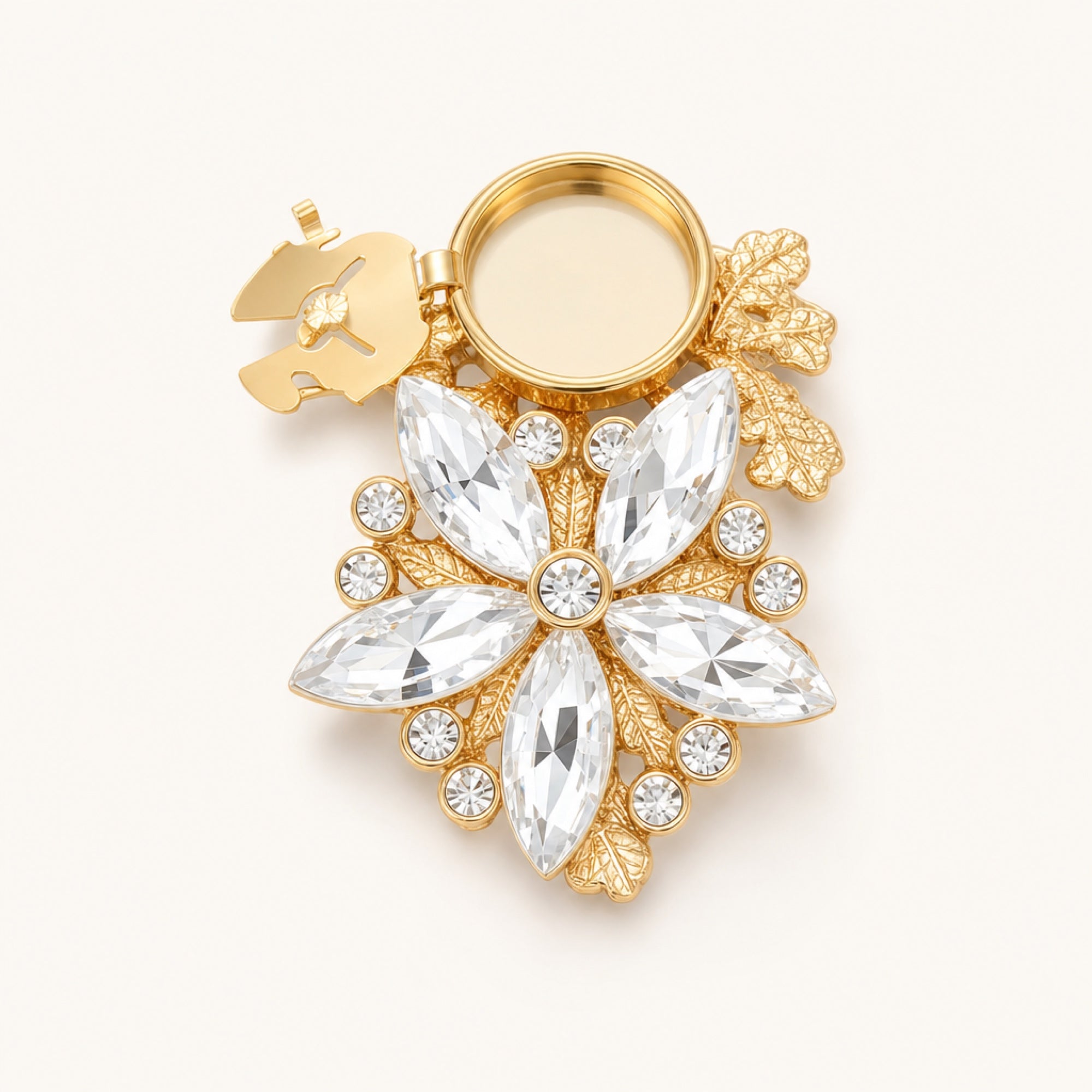 Crystal Petal Button Cover in Crystal Pearl, studio product view 3