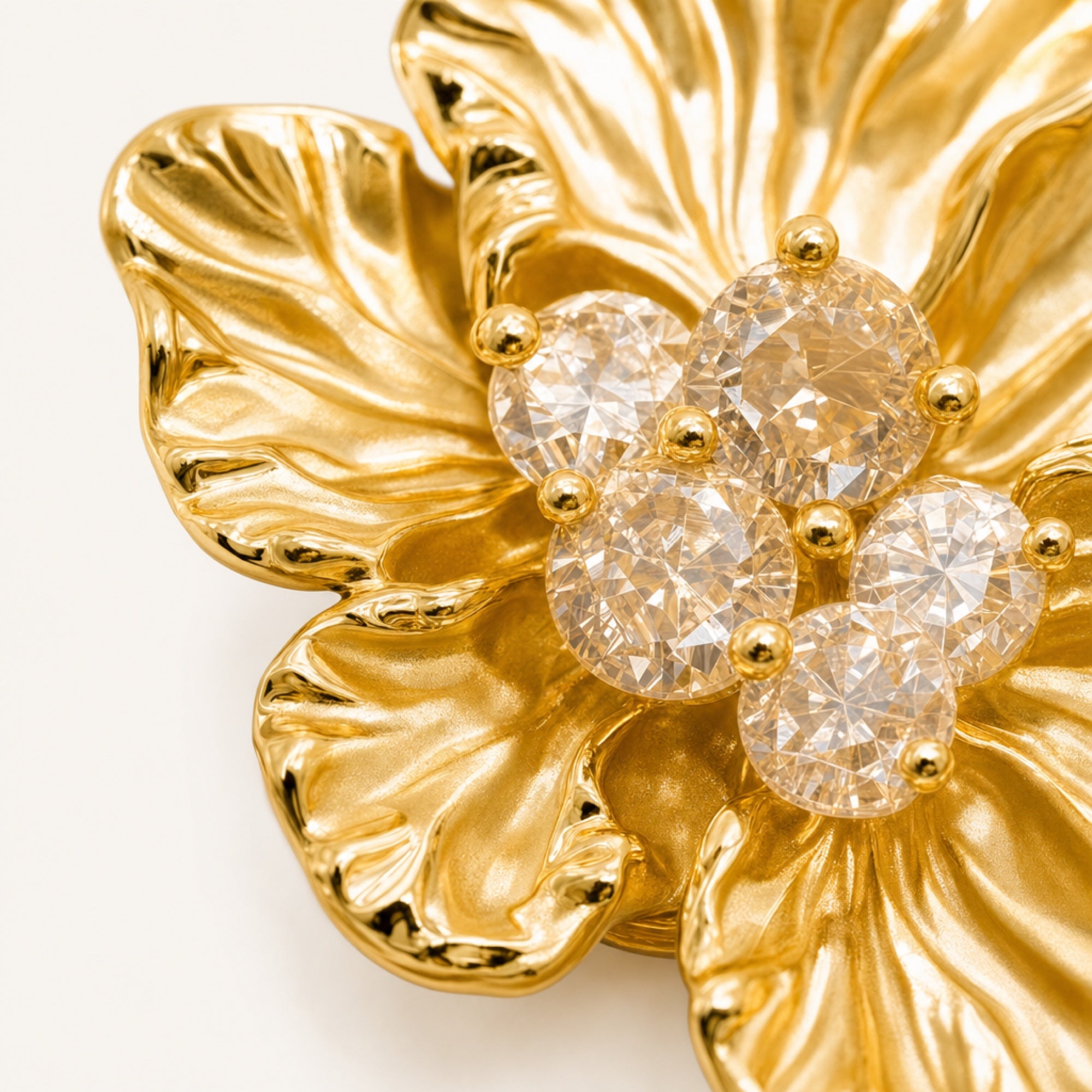 Sculpted Petal Button Cover in Golden Petal, macro product detail