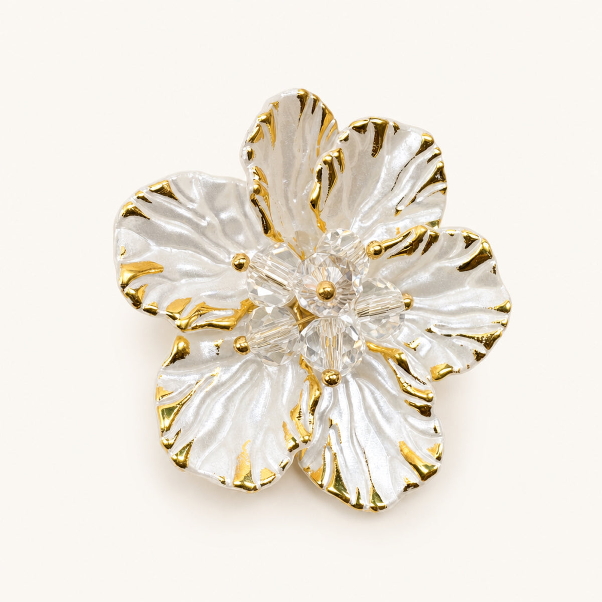 Sculpted Petal Button Cover in Silver Petal, studio product view