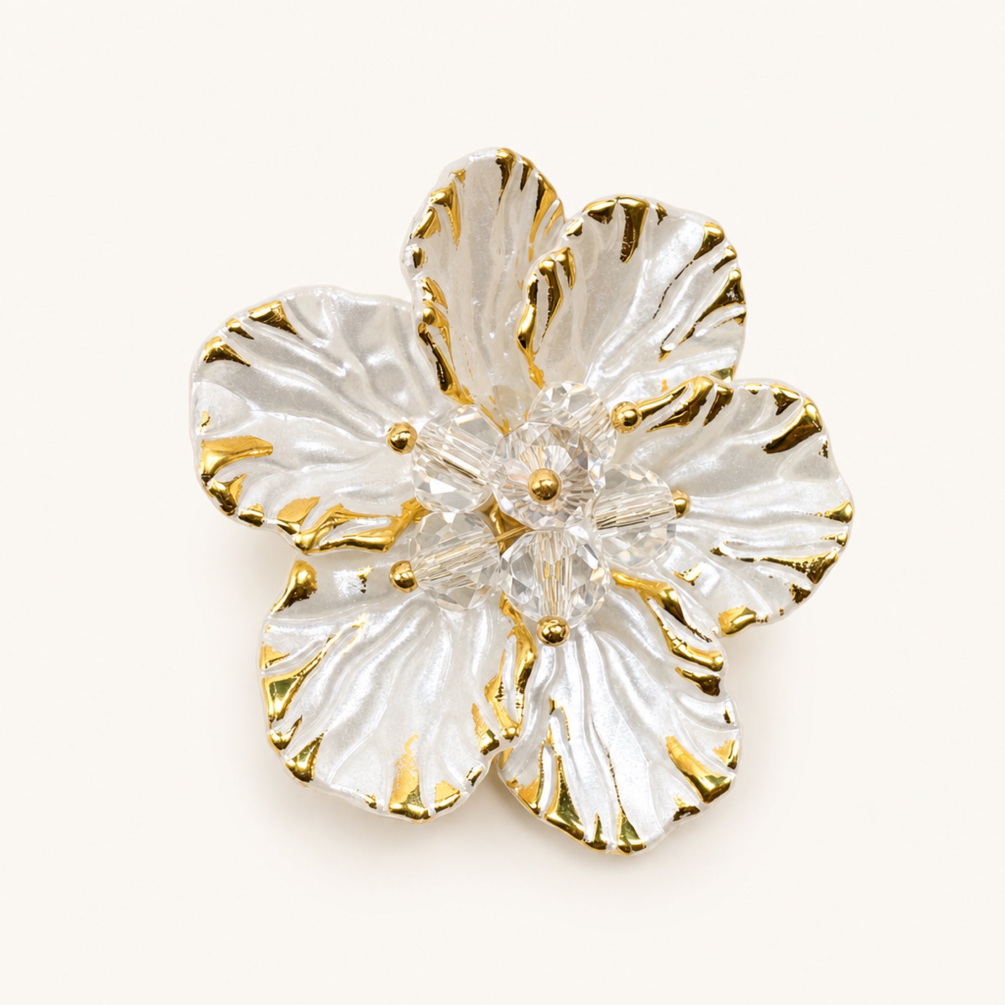 Sculpted Petal Button Cover in Silver Petal, studio product view