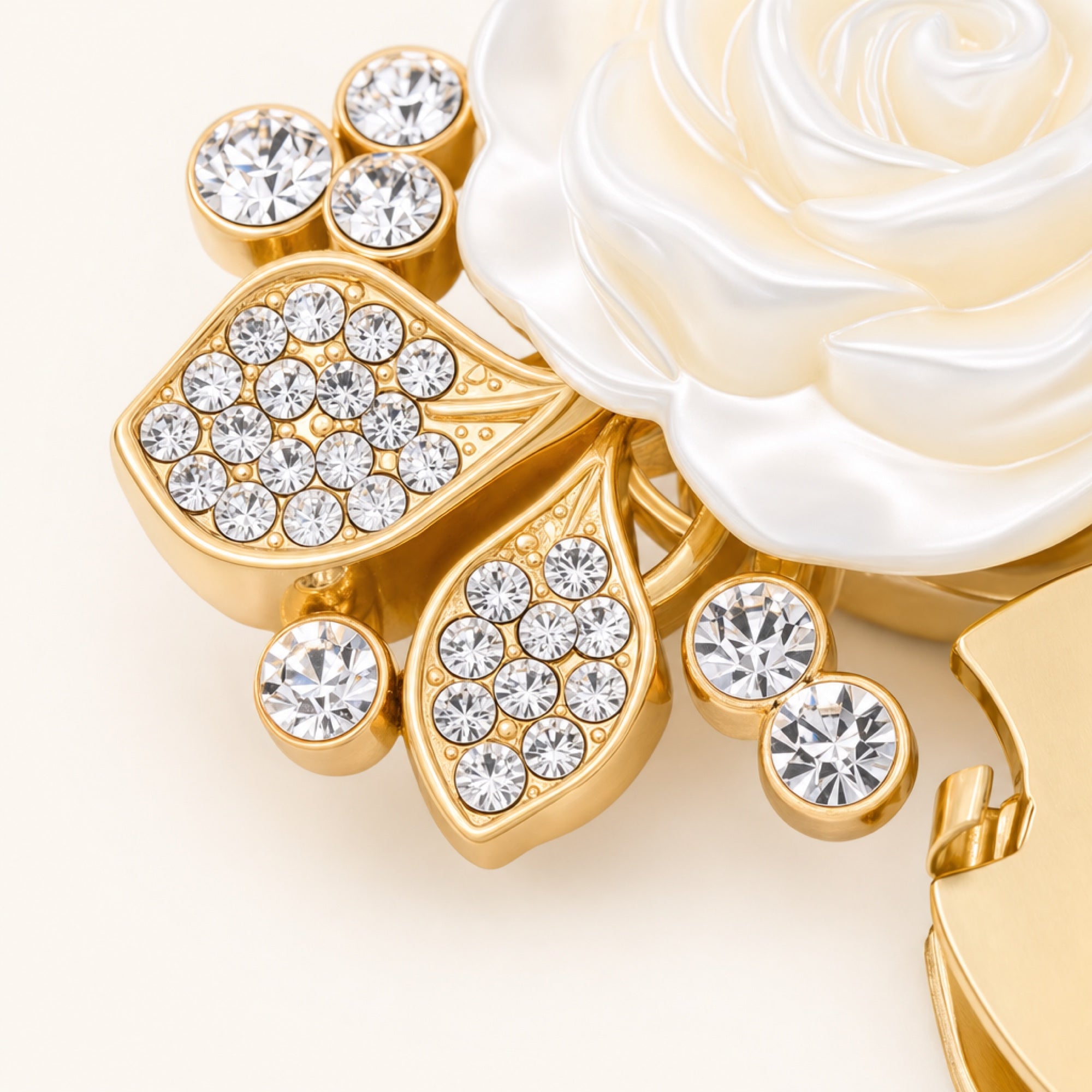 Layered Petal Button Cover in Golden Petal, macro product detail