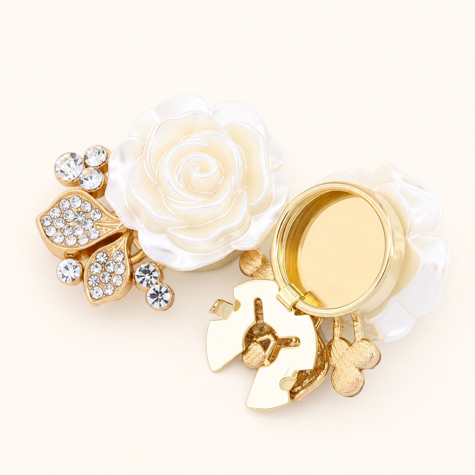 Layered Petal Button Cover in Golden Petal, studio product view