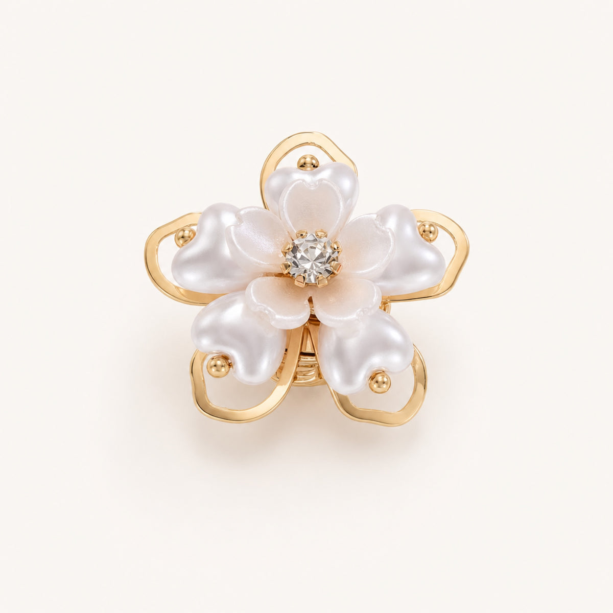 Pearl Bloom Button Cover in Pearl Gold, studio product view
