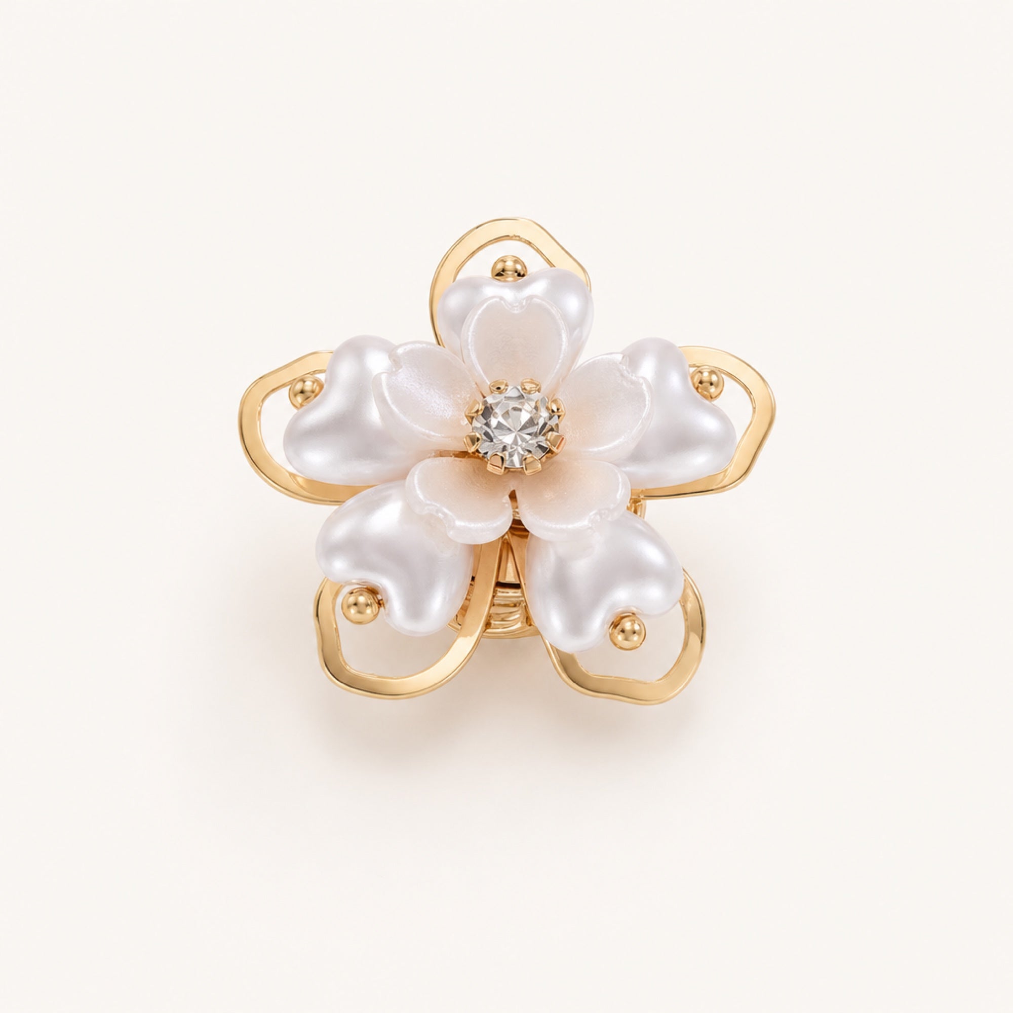Pearl Bloom Button Cover in Pearl Gold, studio product view
