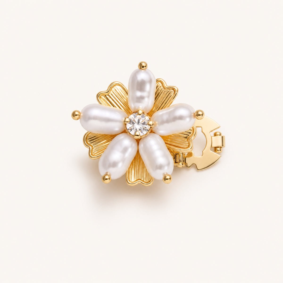 Pearl Ray Button Cover in Gold Pearl Flower, studio product view