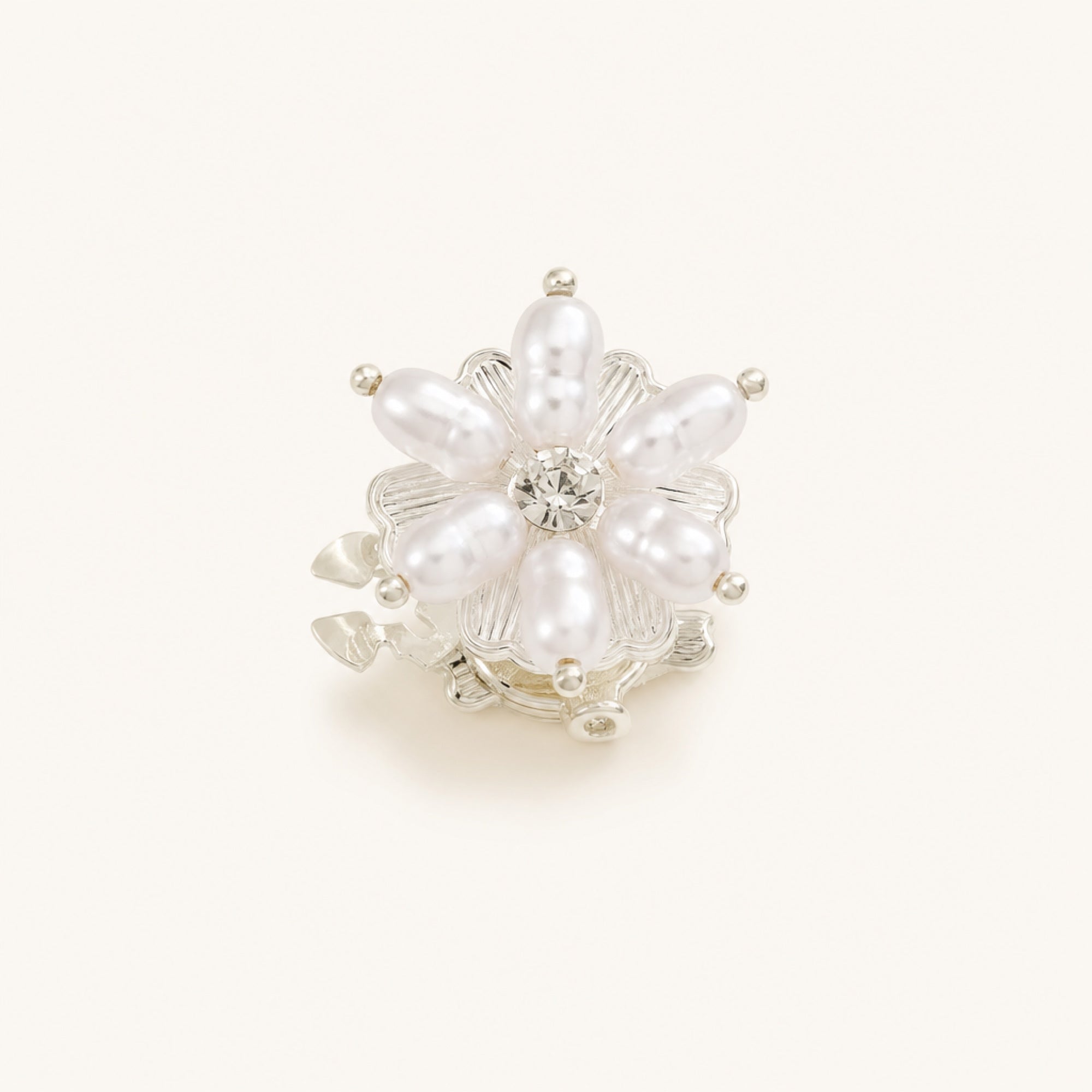 Pearl Ray Button Cover in Silver Pearl Flower, studio product view