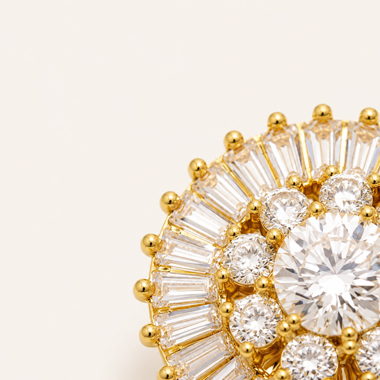 Crystal Sunburst Button Covers in Gold Crystal Blazer Accents by Adornyu