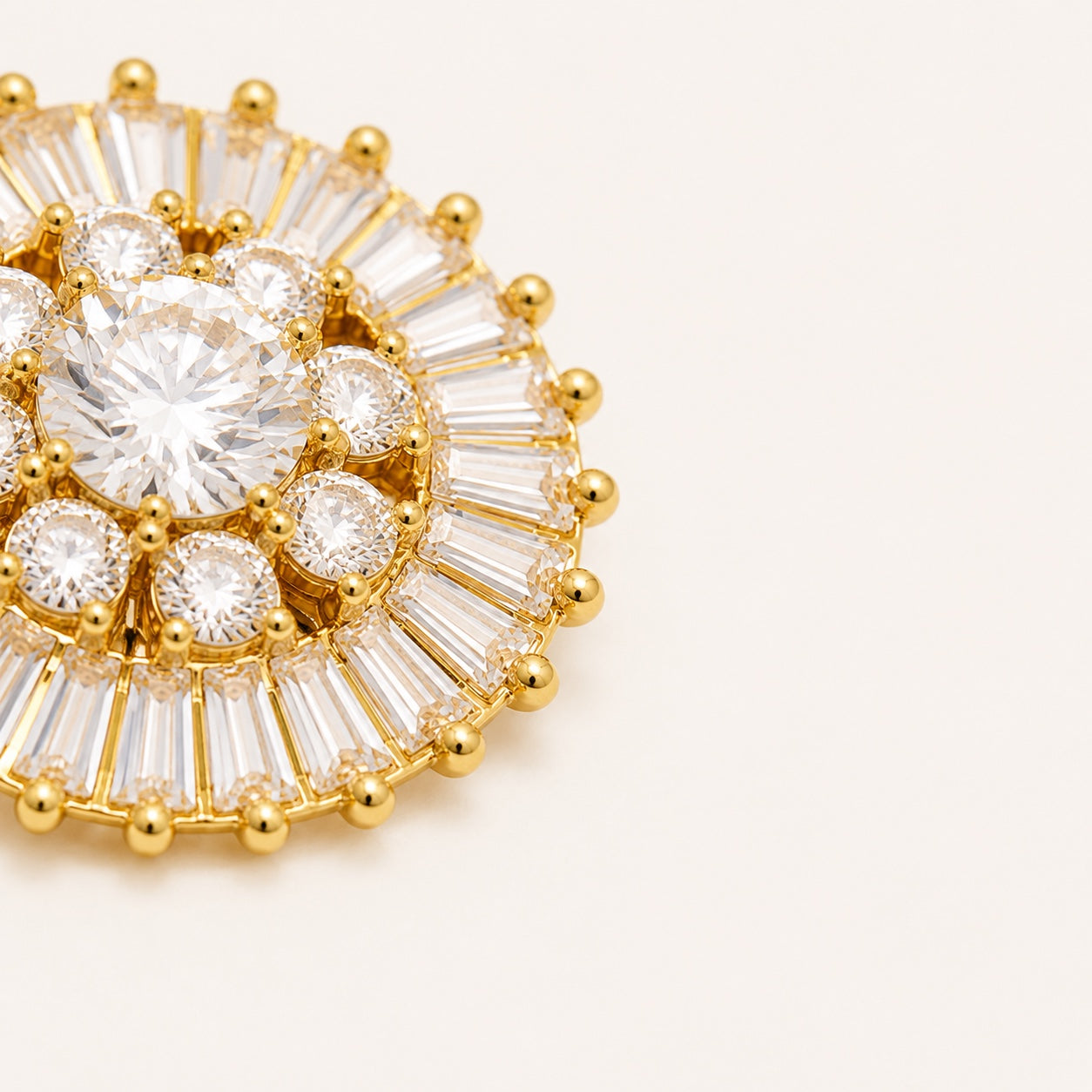 Crystal Sunburst Button Covers in Gold Crystal Blazer Accents by Adornyu