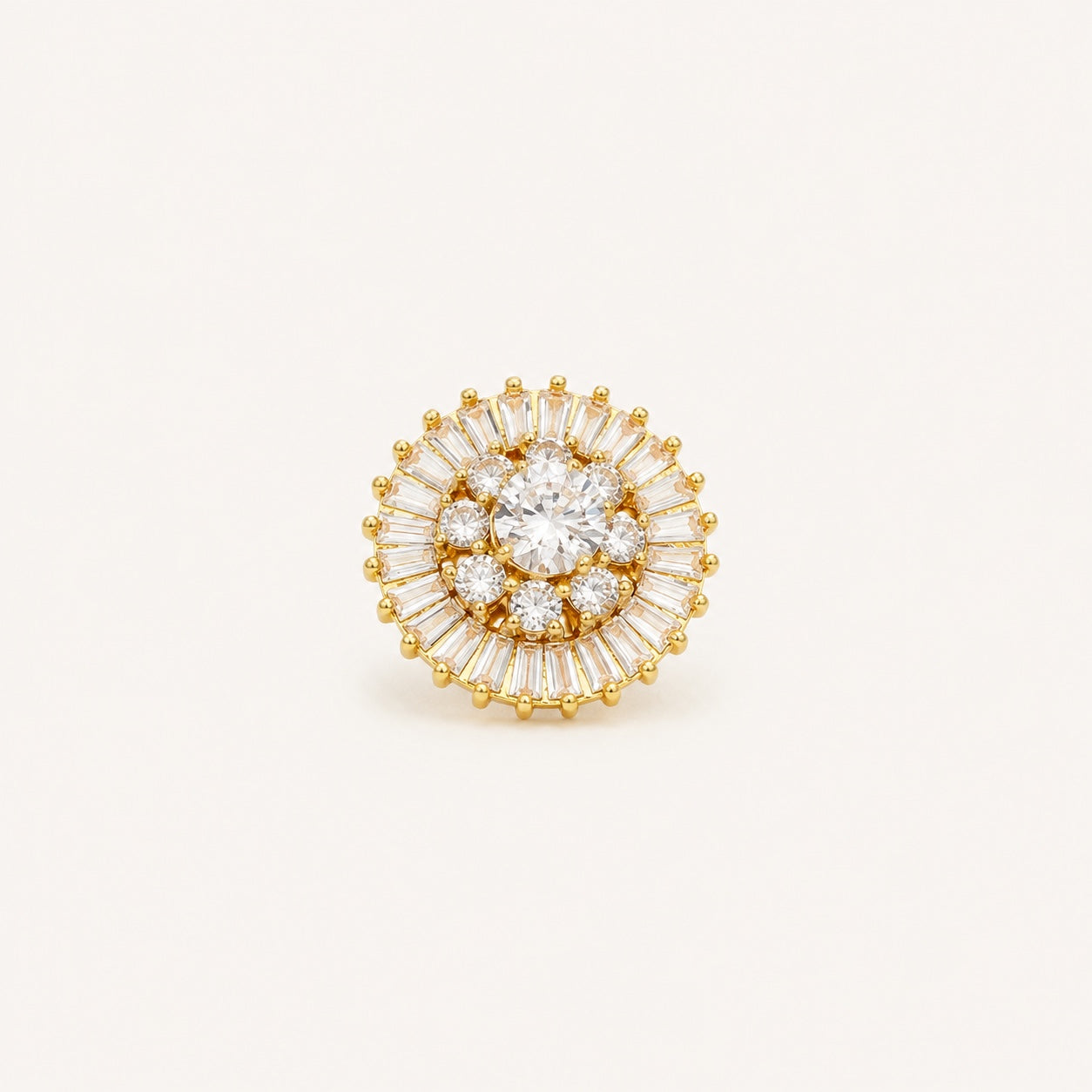 Crystal Sunburst Button Covers in Gold Crystal Blazer Accents by Adornyu