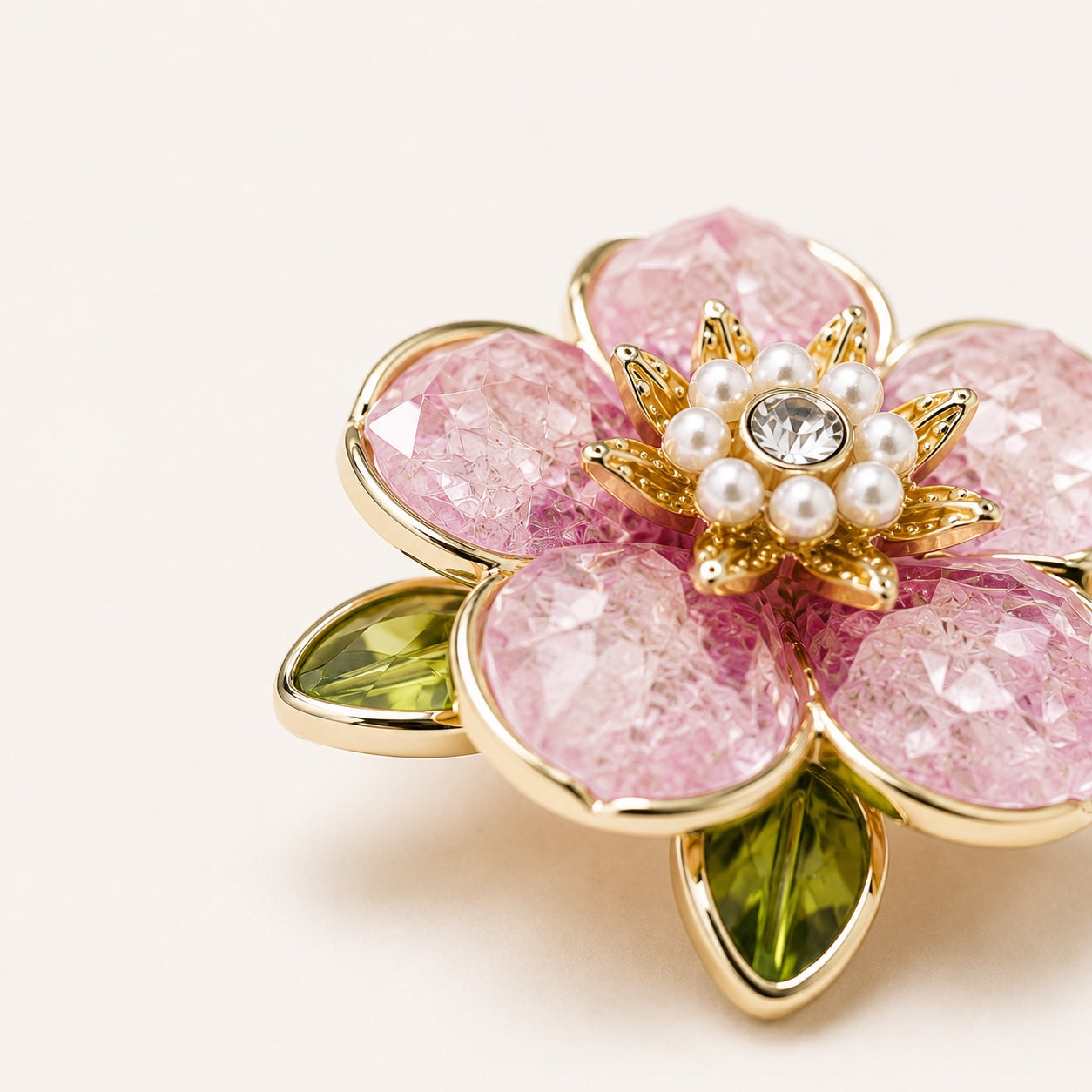 Pink Crystal Flower Button Covers in Pink Crystal Flower Blazer Accents by Adornyu