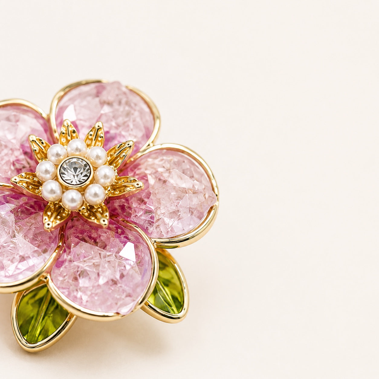 Pink Crystal Flower Button Covers in Pink Crystal Flower Blazer Accents by Adornyu