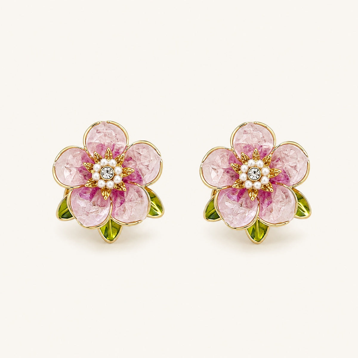 Pink Crystal Flower Button Covers Blazer Accents product photo by Adornyu