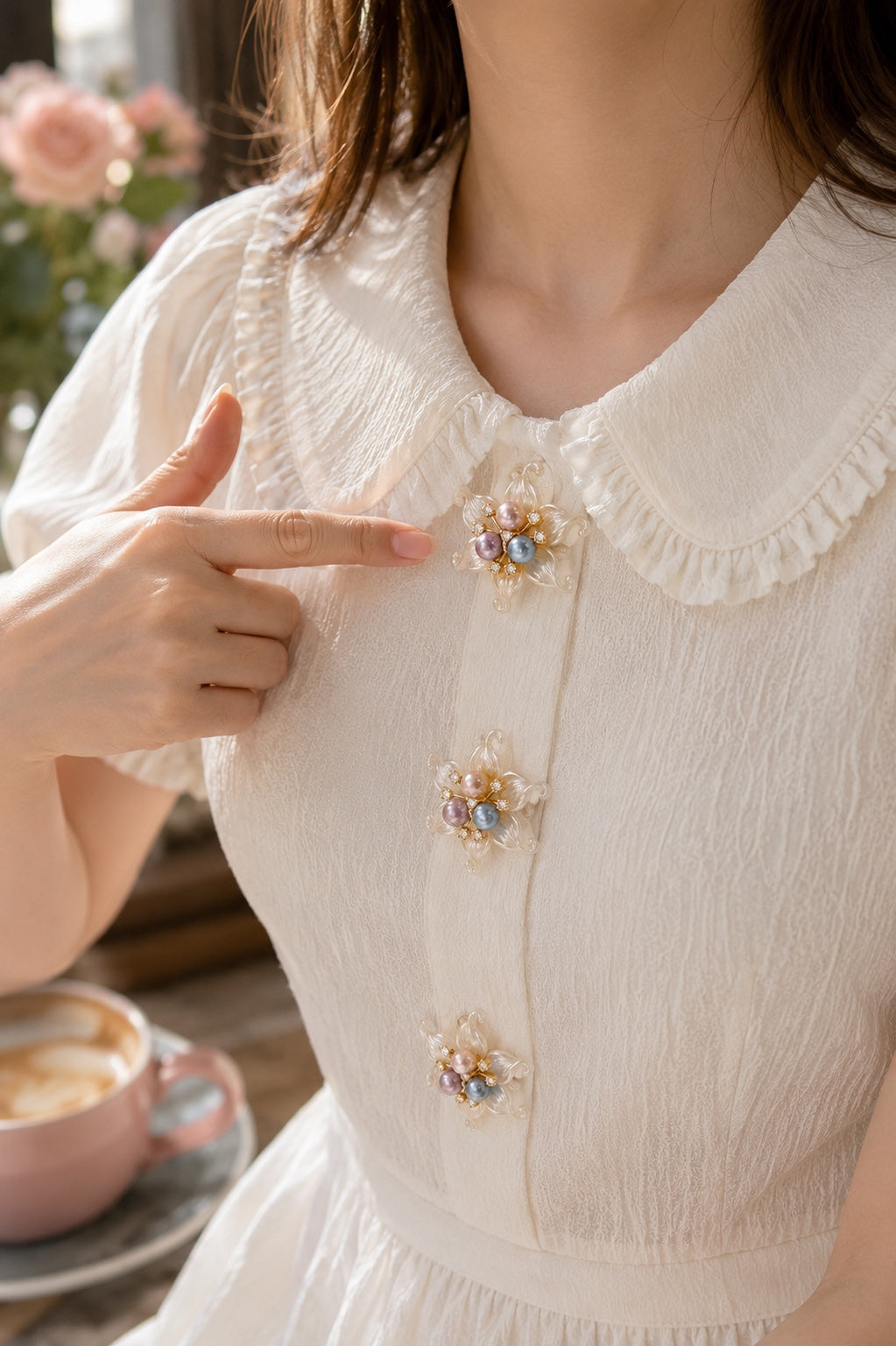 Pearl Orchid Button Covers in Pearl Orchid Blazer Accents by Adornyu