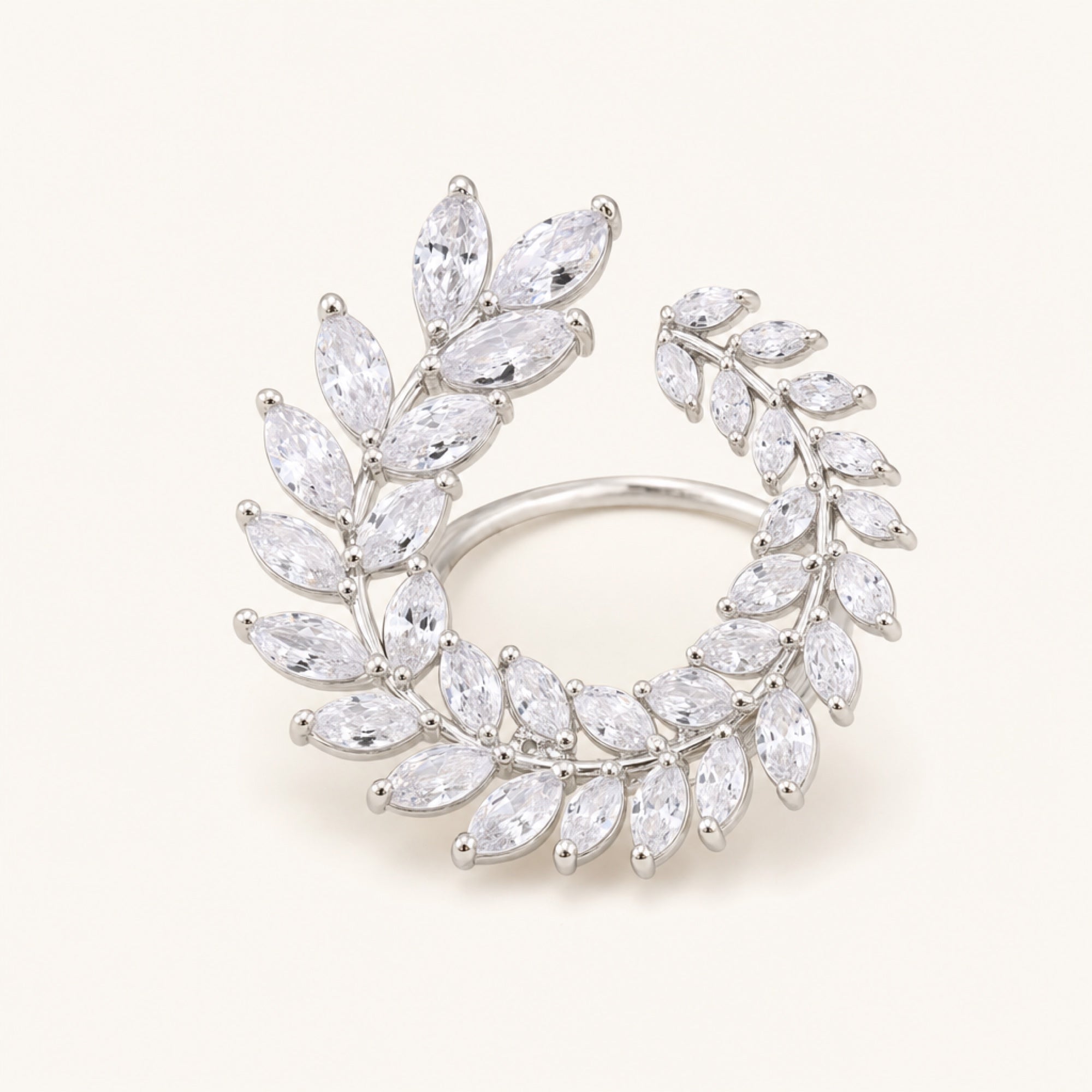 Wheat Knot Scarf Ring in Silver, studio product view