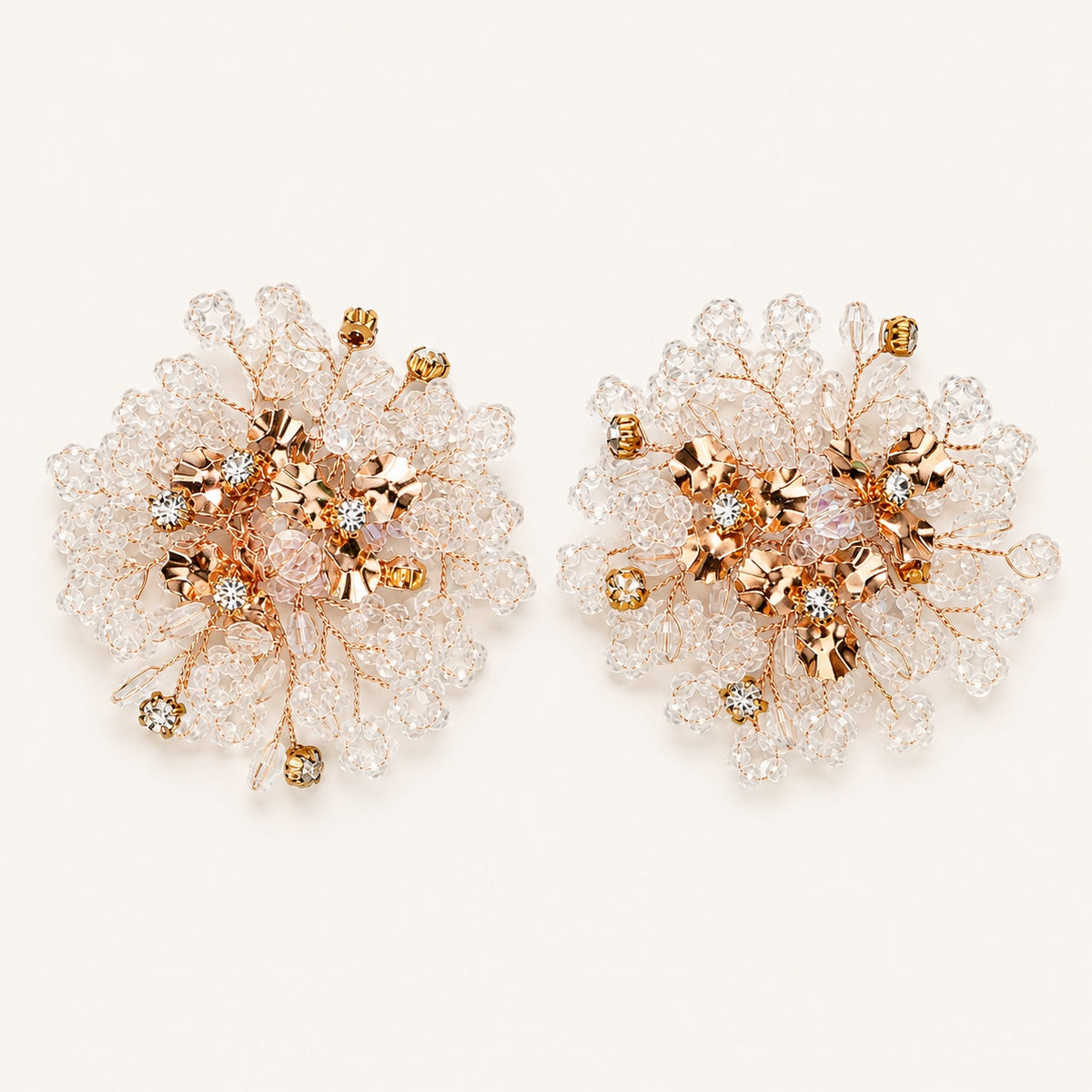 Champagne Crystal Flower Shoe Clips Shoe Clips product photo by Adornyu