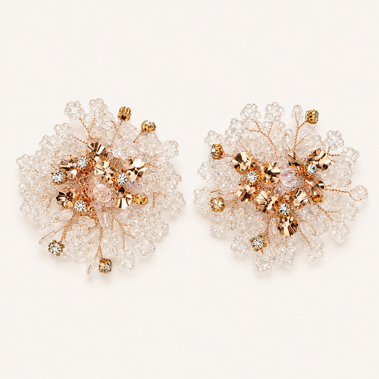 Champagne Crystal Flower Shoe Clips in Champagne Crystal Flower Shoe Clips by Adornyu