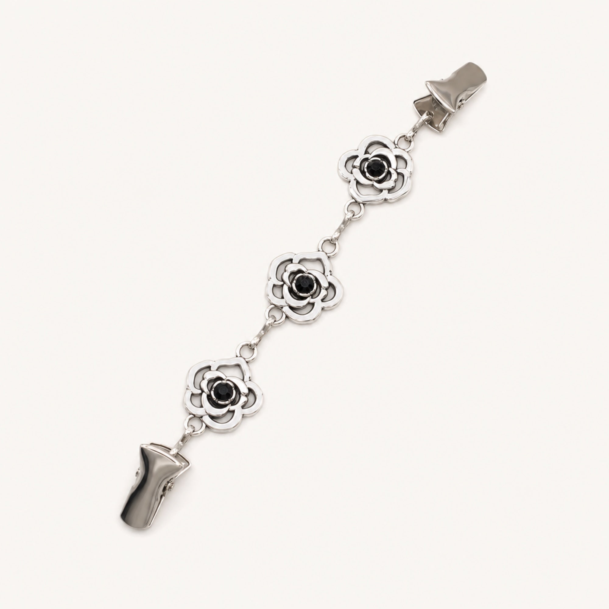 Rose Line Chain Clips in Rose Crystal, studio product view